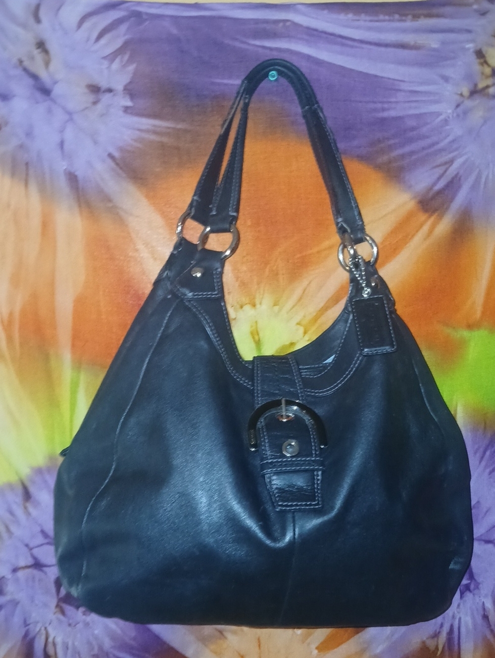 Coach Vintage Y2K Black Leather Hampton Satchel W/ Interior Stains